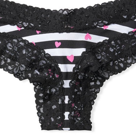 Cheeky VS NWT S Black White Striped W/Hearts - Picture 9 of 10